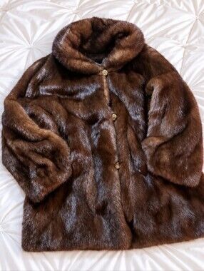 Vintage- Genuine Real -Natural Mink -Fur Coat | Women’s Jacket | 50s Mob Wife- L